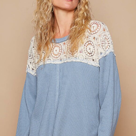 #2 POL LONG SLEEVE TOP LIGHTWEIGHT BLUE SO NICE!! (1SM) (1MD) LEFT - Picture 9 of 9